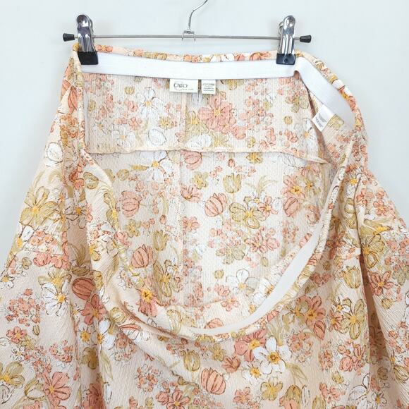 Cato High Low 2 Pcs Dress Ruffle Top Women 22 / 24 Peach Floral Boho Beachy - Picture 8 of 14